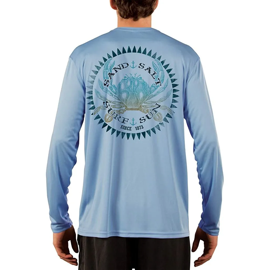 SAND.SALT.SURF.SUN. Vintage Crab Men's UPF 50  UV Sun Protection Performance Long Sleeve T-Shirt
