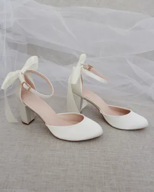 Satin Block Heel with Satin Back Bow