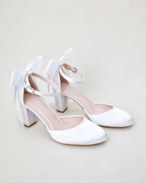 Satin Block Heel with Satin Back Bow