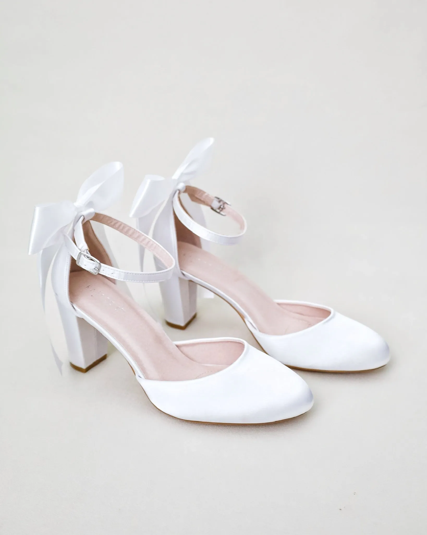 Satin Block Heel with Satin Back Bow