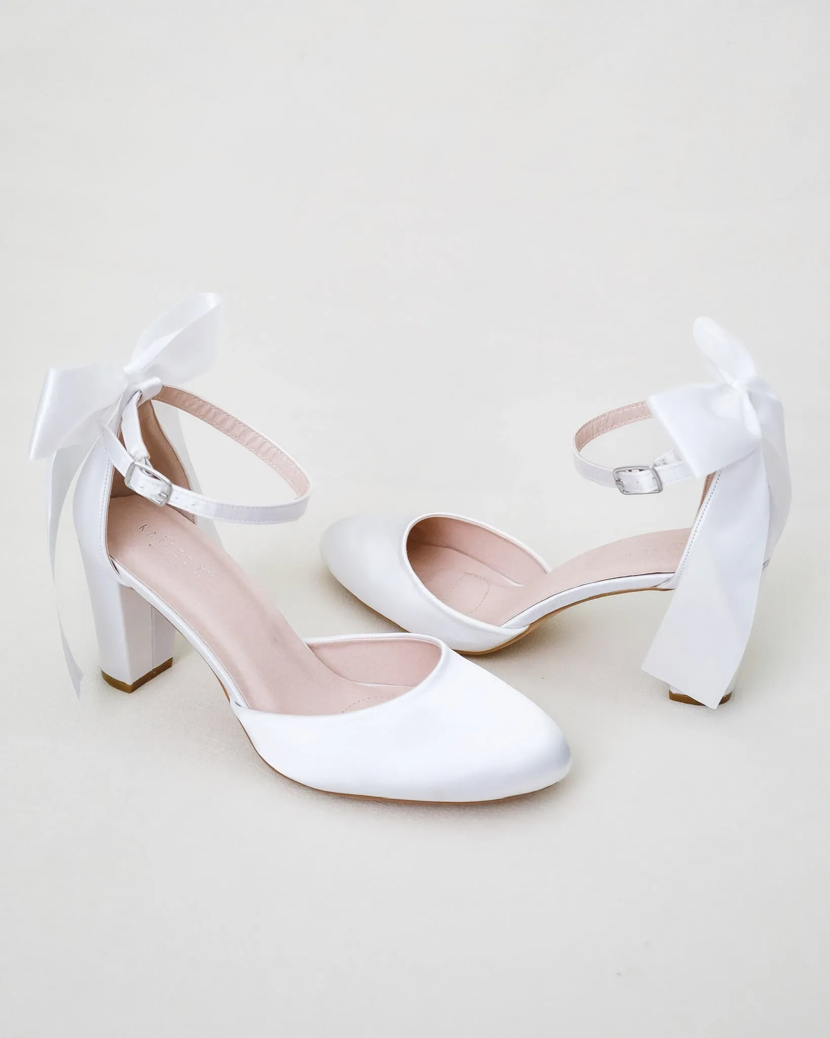 Satin Block Heel with Satin Back Bow