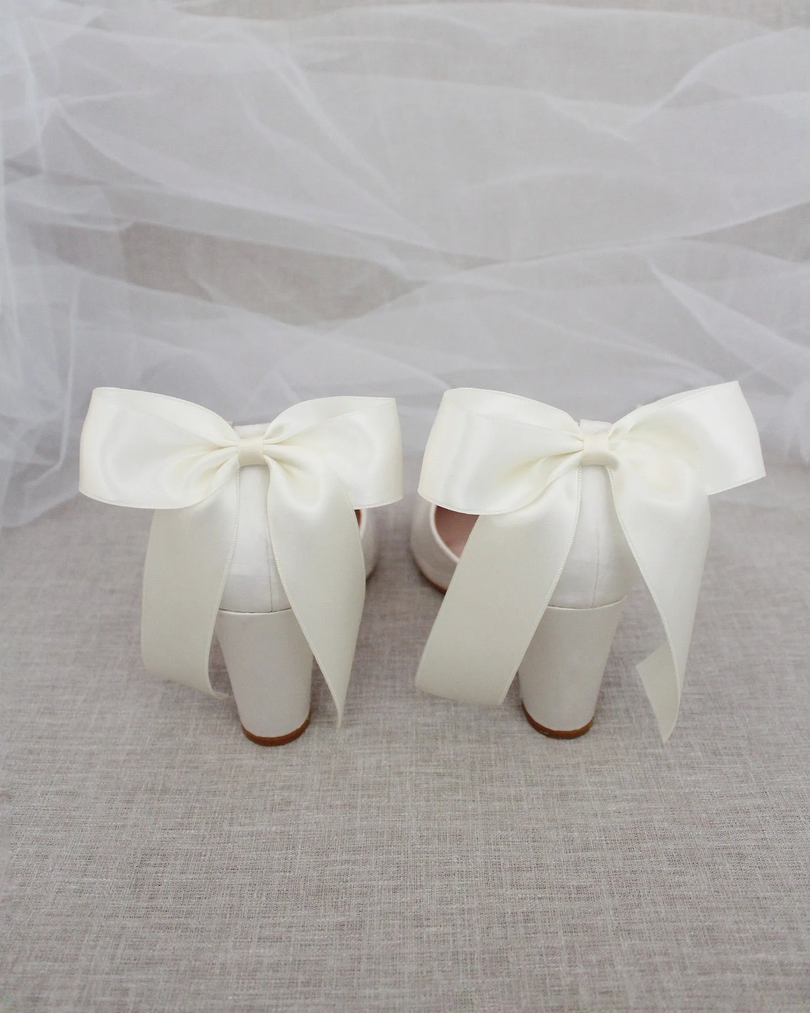 Satin Block Heel with Satin Back Bow