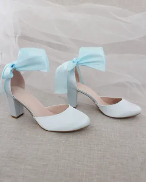 Satin Block Heel with Wrapped Satin Tie