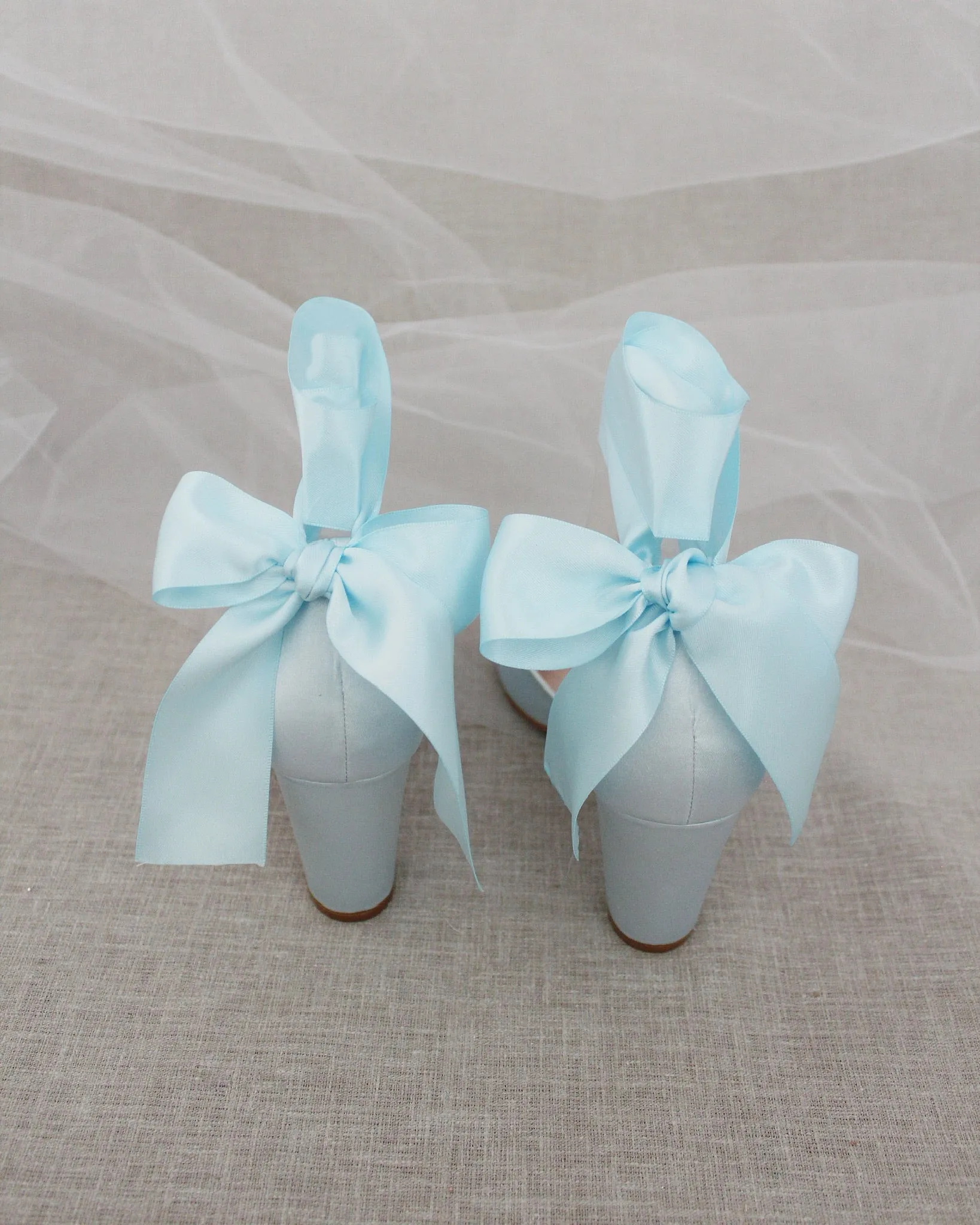 Satin Block Heel with Wrapped Satin Tie