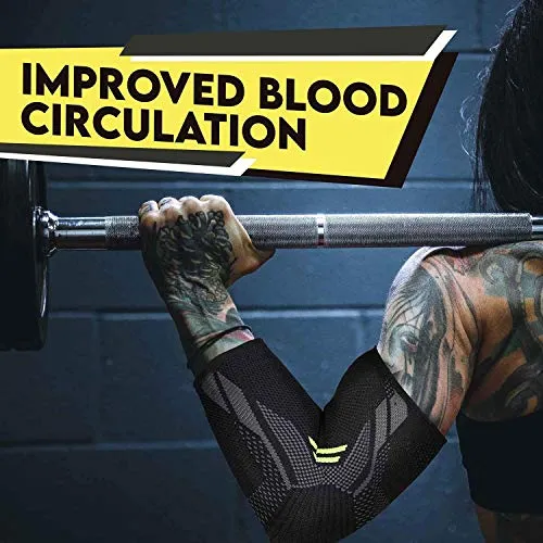 Serveuttam® Elbow Support for Gym (1 Pair) - Elbow Brace for Men Women Workout | Elbow Compression Sleeves for Tendonitis Pain Relief, Tennis, Volleyball, Cricket - Elbow Pain (Robotic, M)