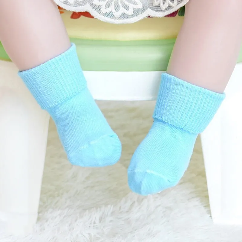 Solid Colour Soft Cotton Newborn Baby Non-slip Soled Socks