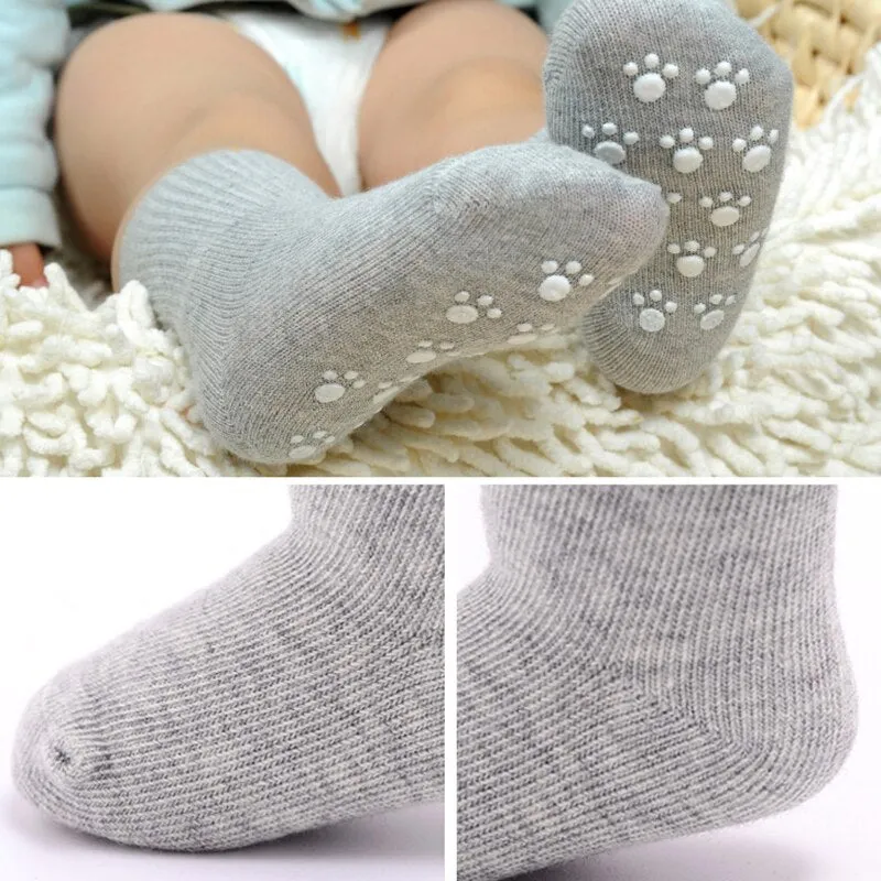 Solid Colour Soft Cotton Newborn Baby Non-slip Soled Socks