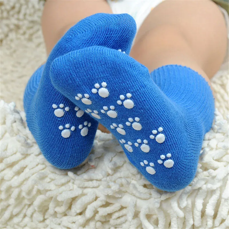 Solid Colour Soft Cotton Newborn Baby Non-slip Soled Socks