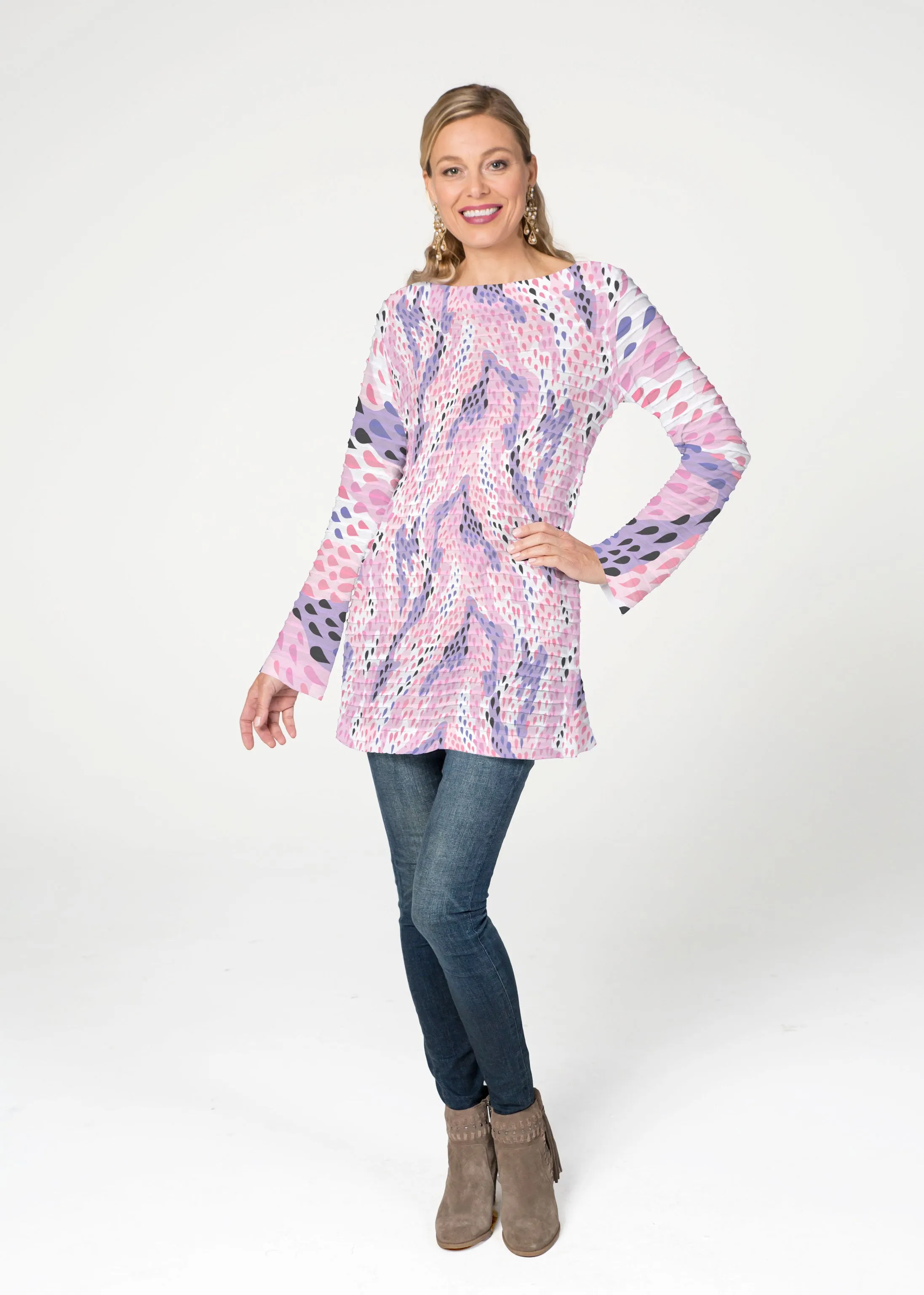 Spring Rain (14268) ~ Banded Boatneck Tunic