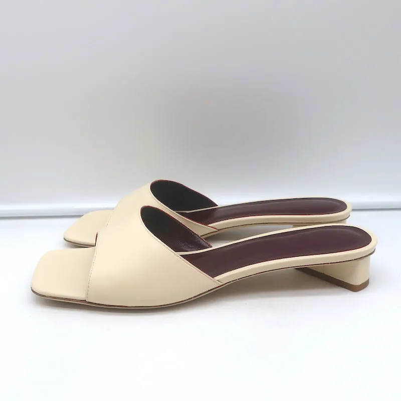 STAUD Mules Simone Ivory Leather Size 39 Slide Sandals