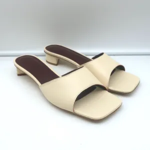 STAUD Mules Simone Ivory Leather Size 39 Slide Sandals