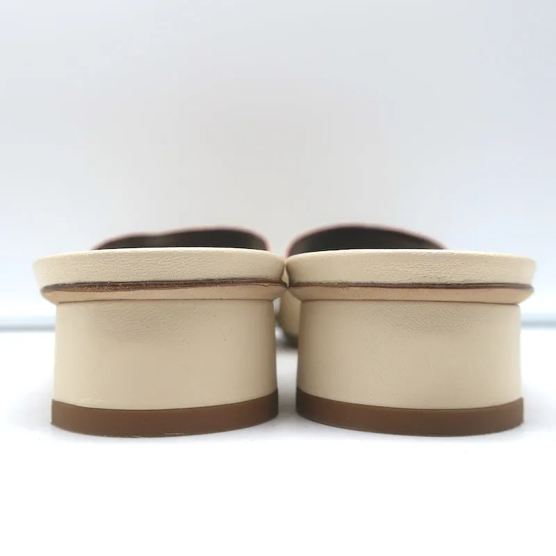 STAUD Mules Simone Ivory Leather Size 39 Slide Sandals
