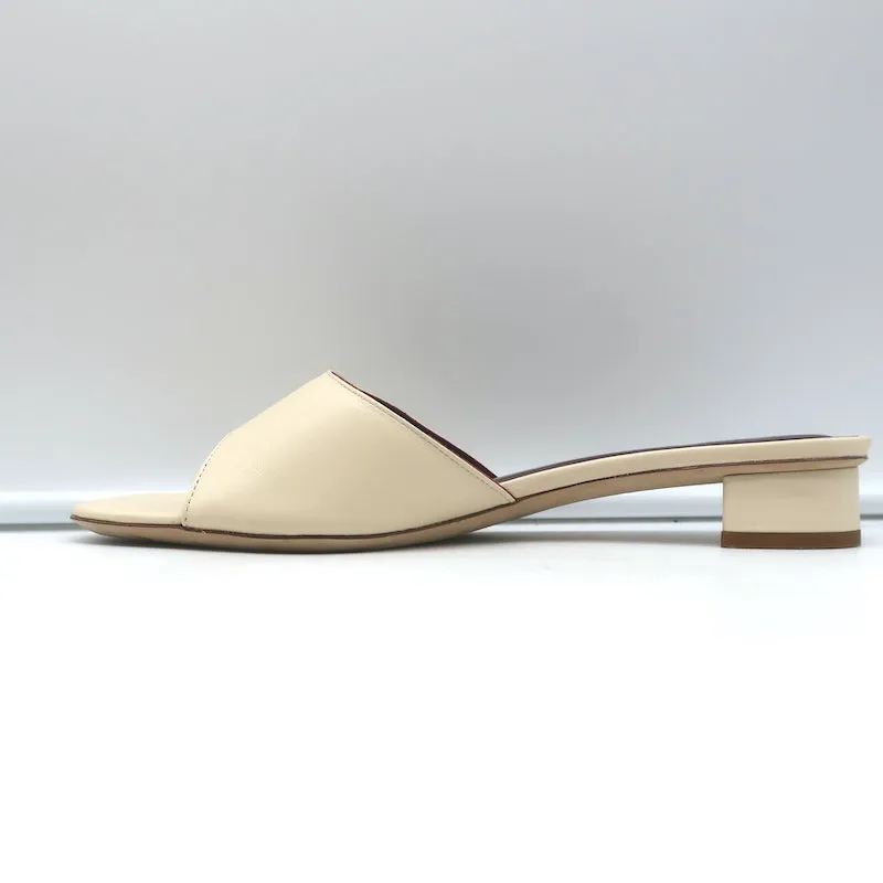 STAUD Mules Simone Ivory Leather Size 39 Slide Sandals
