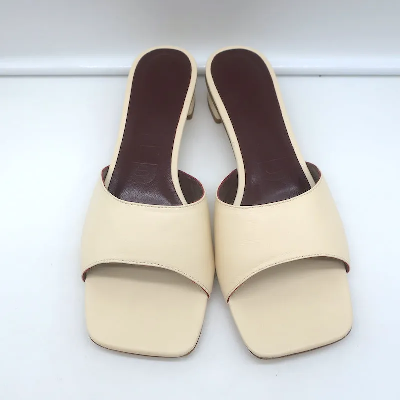 STAUD Mules Simone Ivory Leather Size 39 Slide Sandals