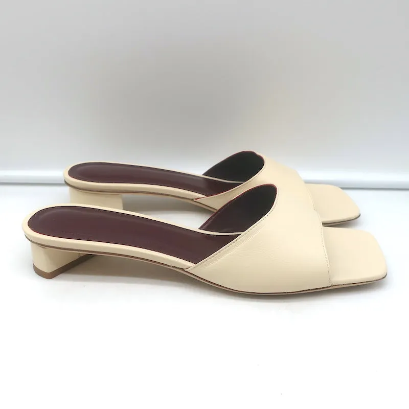 STAUD Mules Simone Ivory Leather Size 39 Slide Sandals