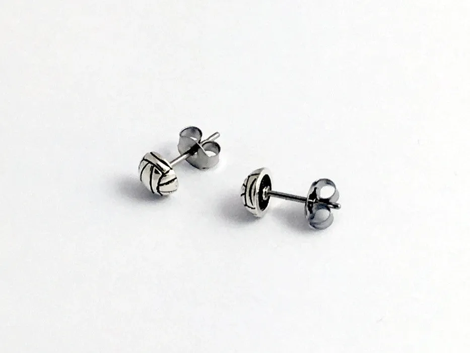 Sterling Silver & Surgical Steel small half round volleyball stud earrings-sport