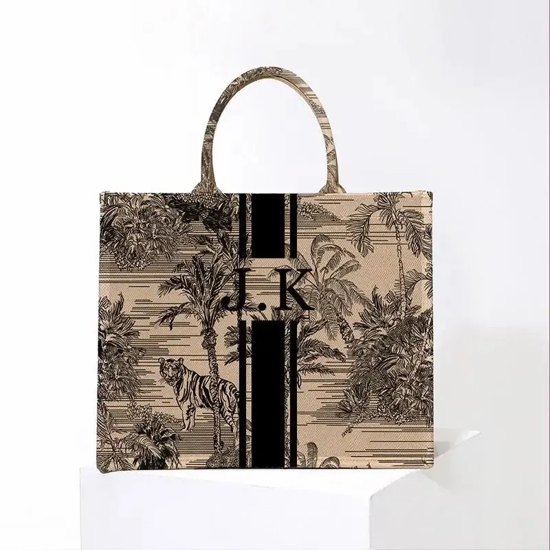 Stripe Printing Handbag Customizable Letters