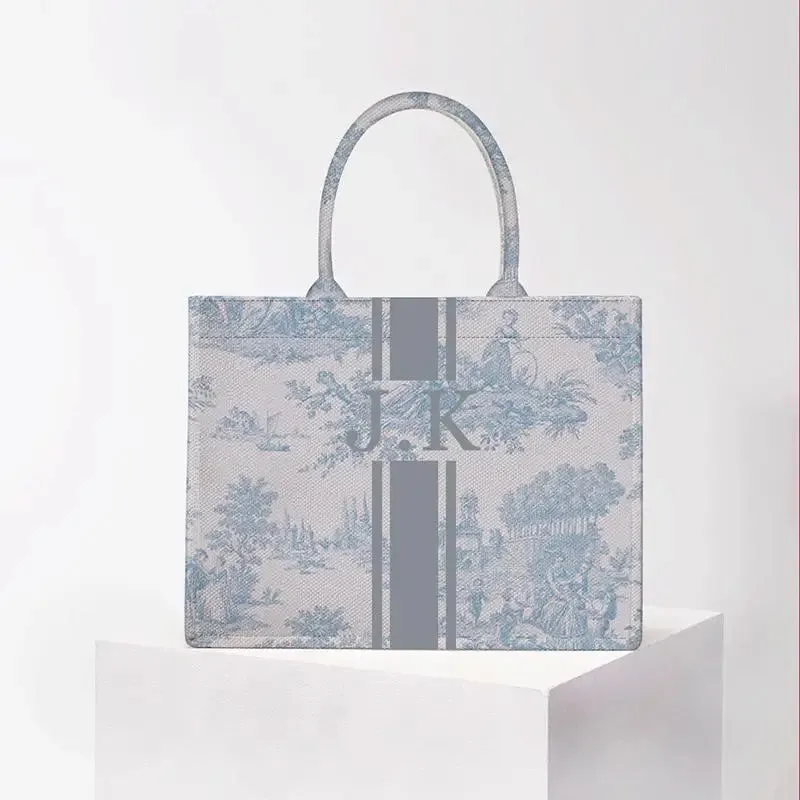 Stripe Printing Handbag Customizable Letters