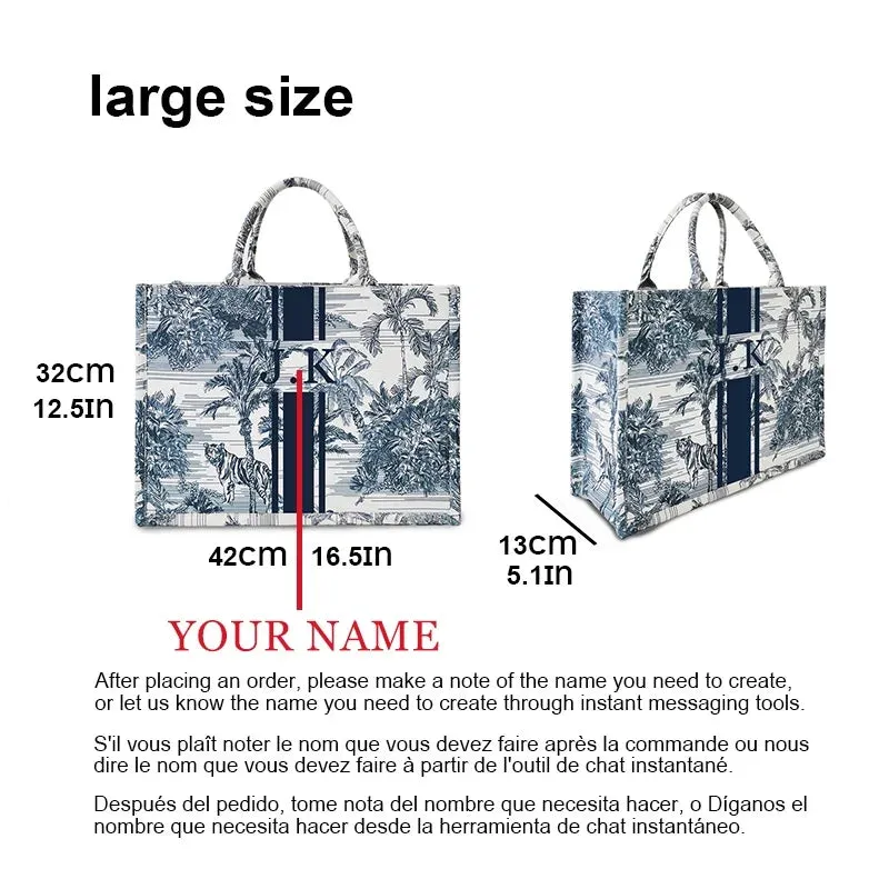 Stripe Printing Handbag Customizable Letters