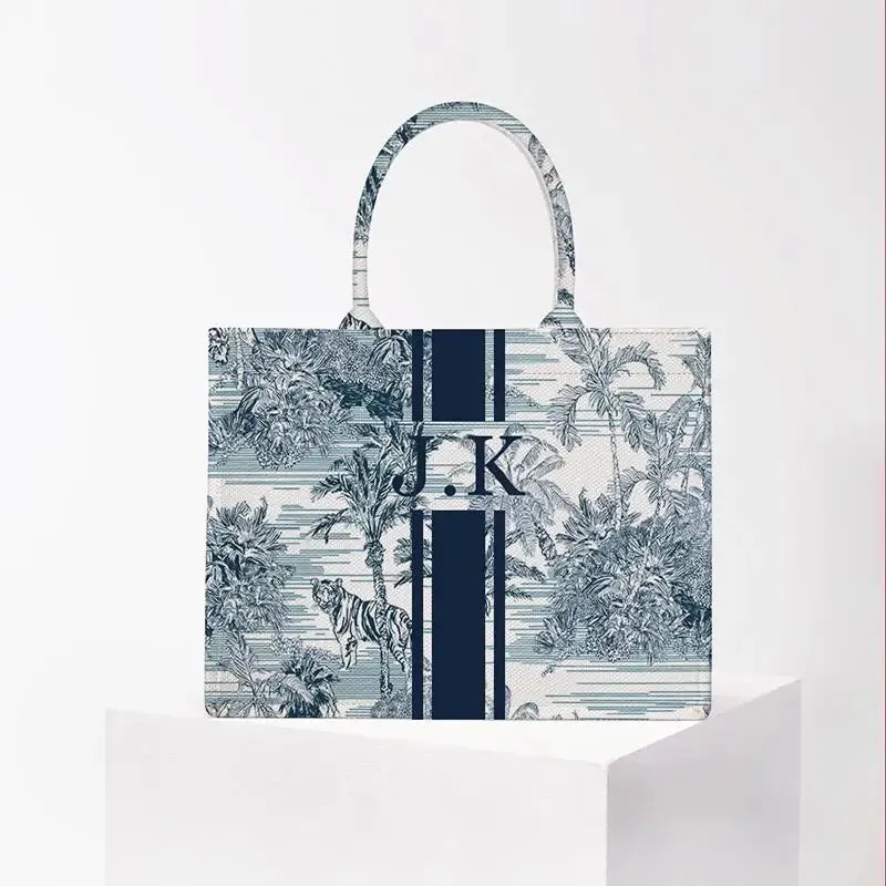 Stripe Printing Handbag Customizable Letters