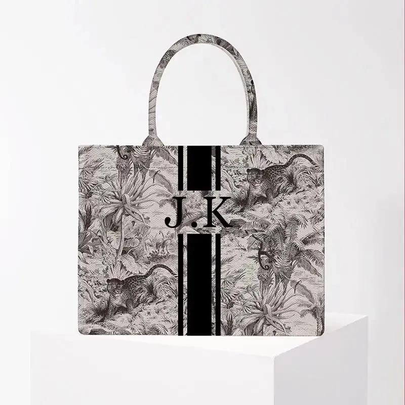 Stripe Printing Handbag Customizable Letters