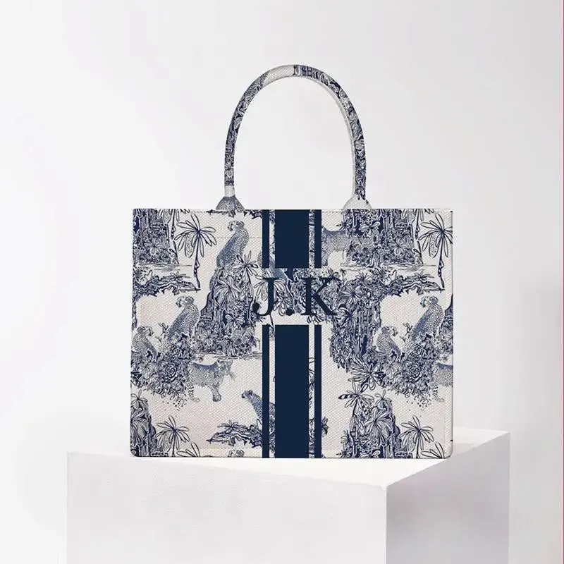 Stripe Printing Handbag Customizable Letters
