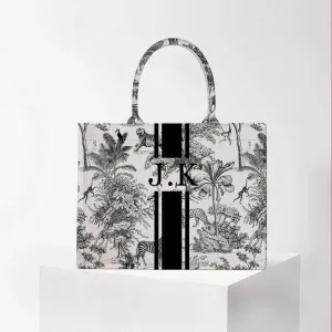 Stripe Printing Handbag Customizable Letters