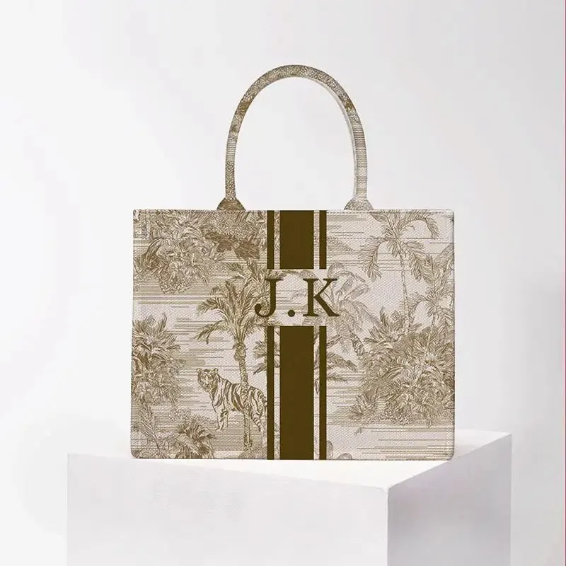Stripe Printing Handbag Customizable Letters