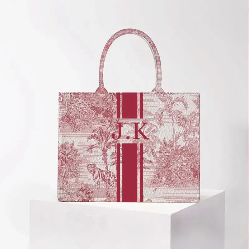 Stripe Printing Handbag Customizable Letters