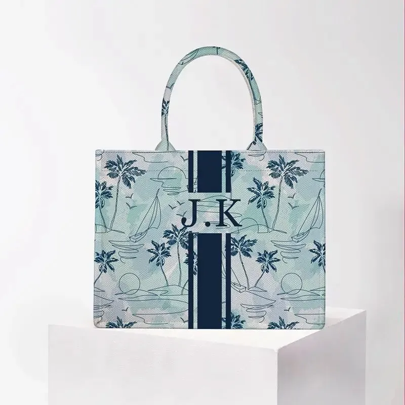 Stripe Printing Handbag Customizable Letters