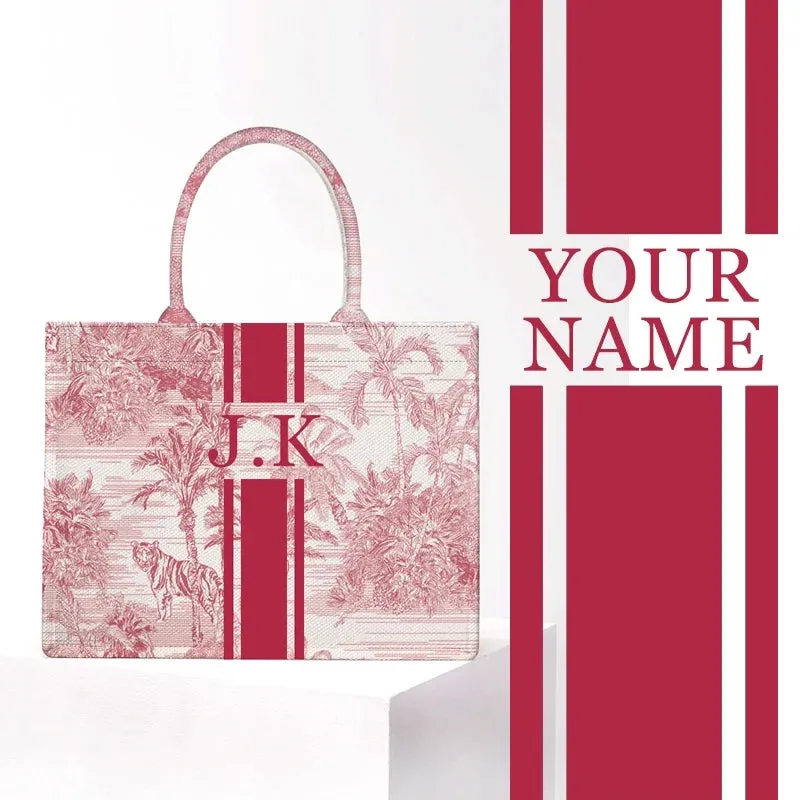 Stripe Printing Handbag Customizable Letters
