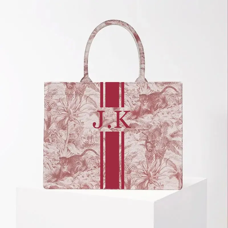 Stripe Printing Handbag Customizable Letters