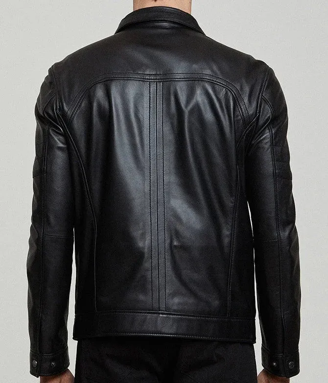 Stryker | Men's Black Zippered Accents Leather Biker Jacket