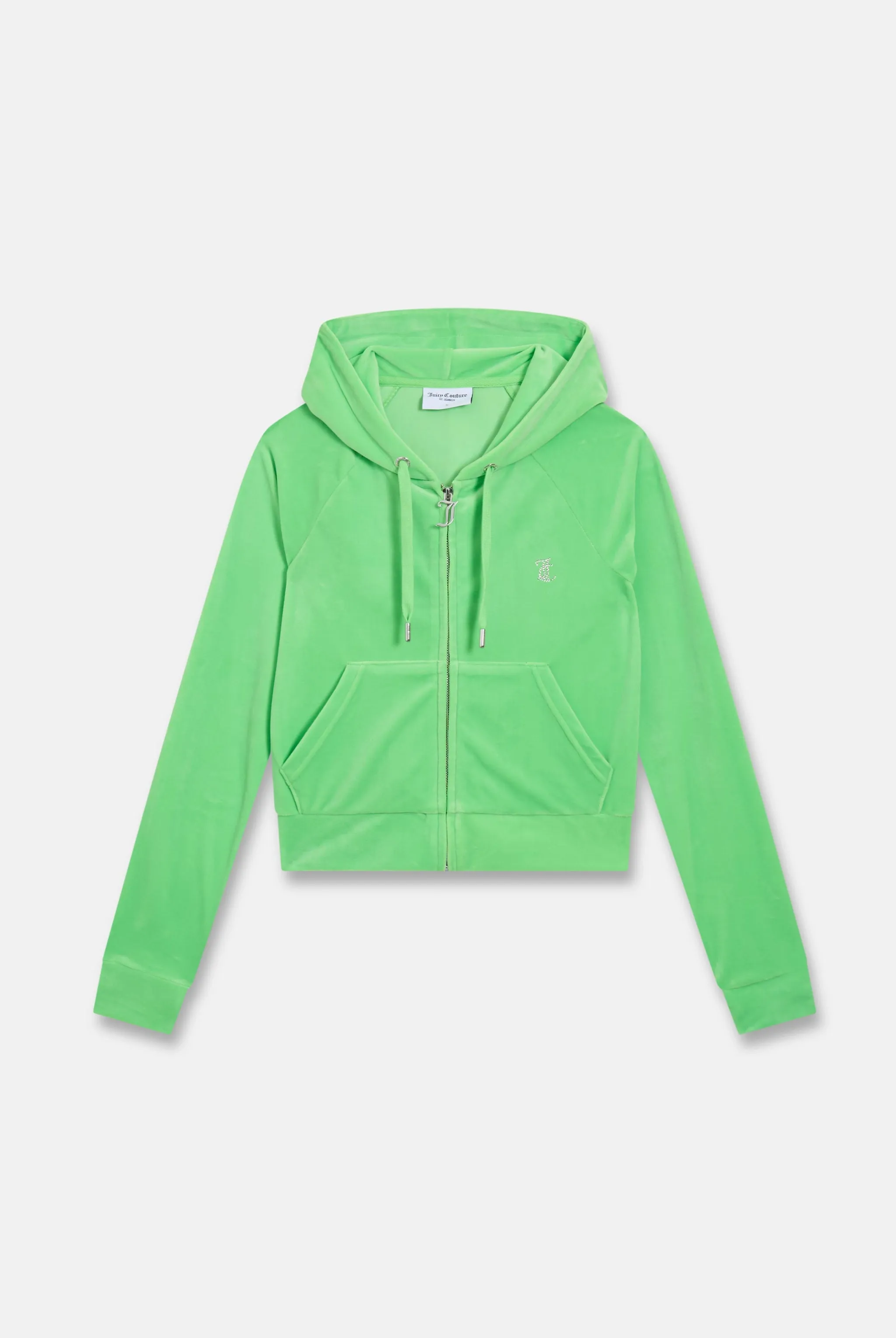 SUMMER GREEN DIAMANTÉ VELOUR ZIP-THROUGH HOODIE