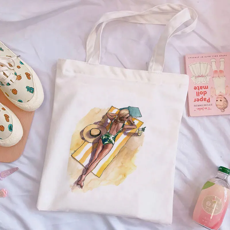 Summer Time White Canvas Bag A