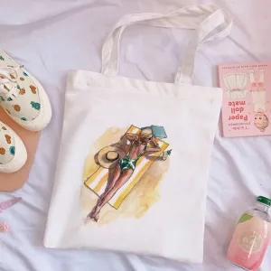 Summer Time White Canvas Bag A
