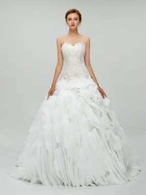 Sweetheart Ball Gown Organza Long Wedding Dresses Online, Cheap Bridal Dresses, WD550