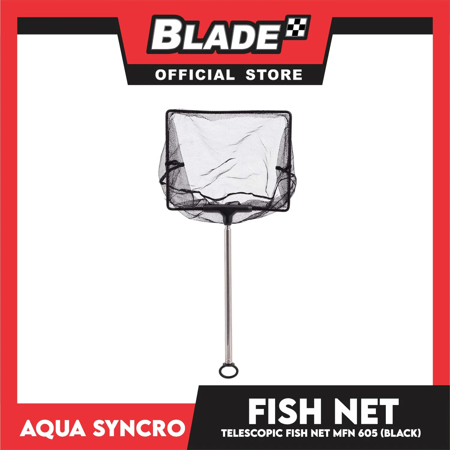Telescopic Fish Net 35cm MFN605 Stainless Steel, Portable Catching Fishing Net (Black)