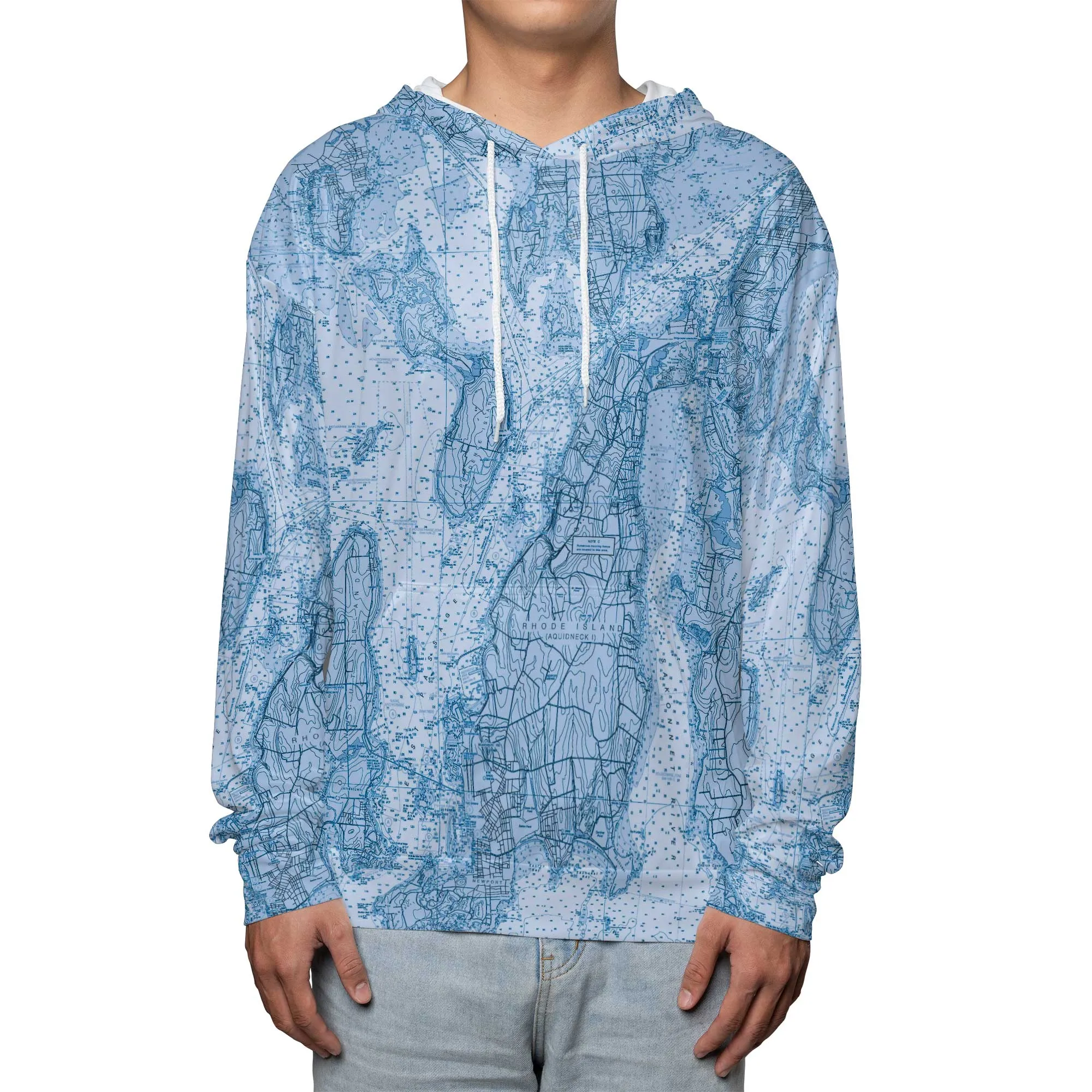 The Narragansett Bay Blues Hooded Performance Sports Shirt