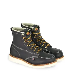 Thorogood 804-6201 Men's American Heritage 6" Black Moc Toe MAXWear Wedge™ Steel Safety Toe Work Boot