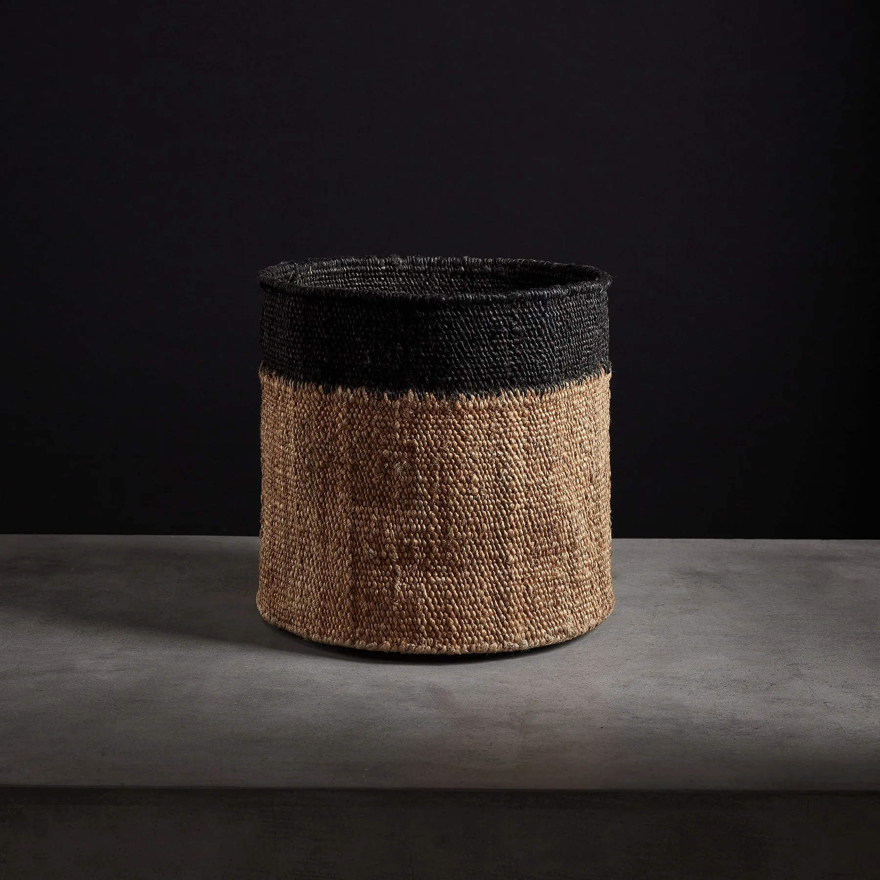 Tipped Jute Basket 15 X 14 - Natural/Black