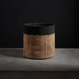 Tipped Jute Basket 15 X 14 - Natural/Black