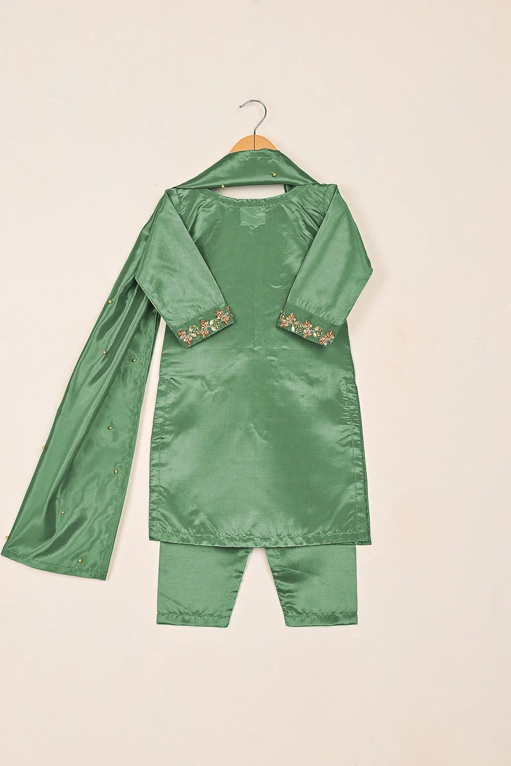 TKF-179-Sea Green - Kids 3Pc Ready to Wear Silk Formal Dress