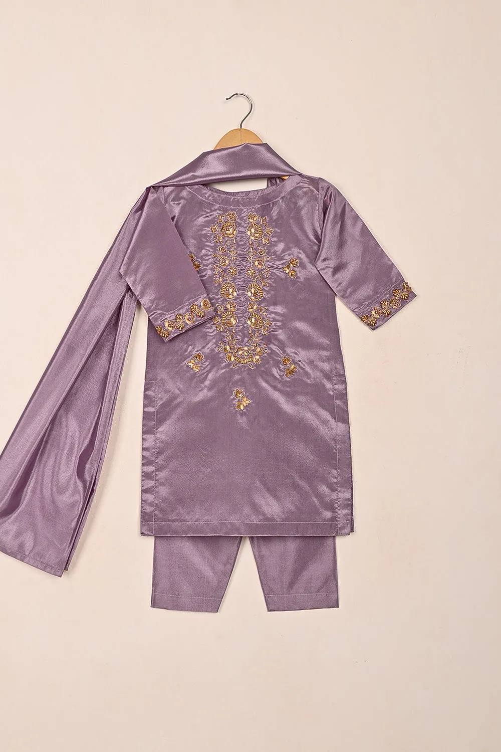 TKF-214-Purple - Kids 3Pc Ready to Wear Silk Formal Dress