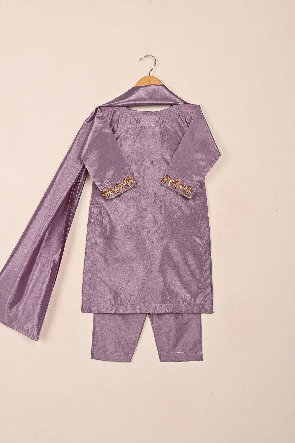 TKF-214-Purple - Kids 3Pc Ready to Wear Silk Formal Dress