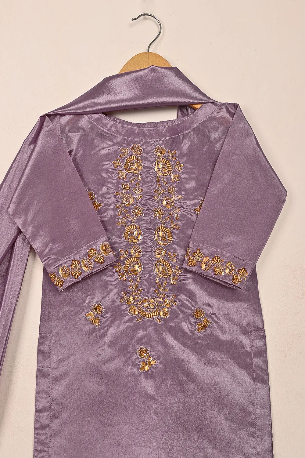 TKF-214-Purple - Kids 3Pc Ready to Wear Silk Formal Dress