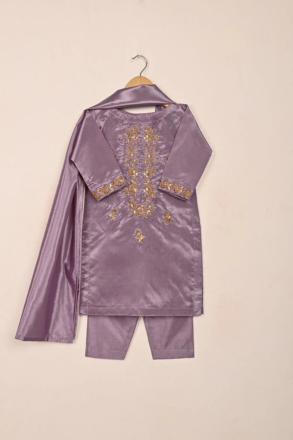 TKF-214-Purple - Kids 3Pc Ready to Wear Silk Formal Dress