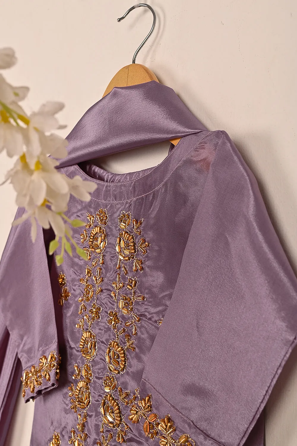 TKF-214-Purple - Kids 3Pc Ready to Wear Silk Formal Dress