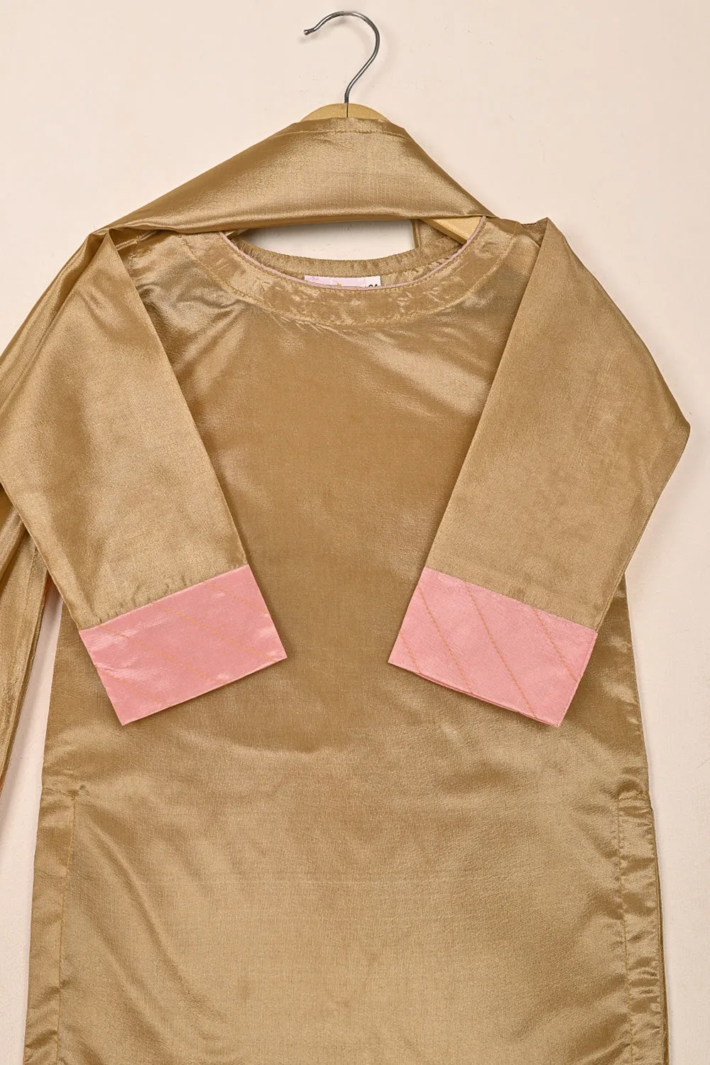 TKF-241-Golden - Kids 3Pc Ready to Wear Silk Formal Dress