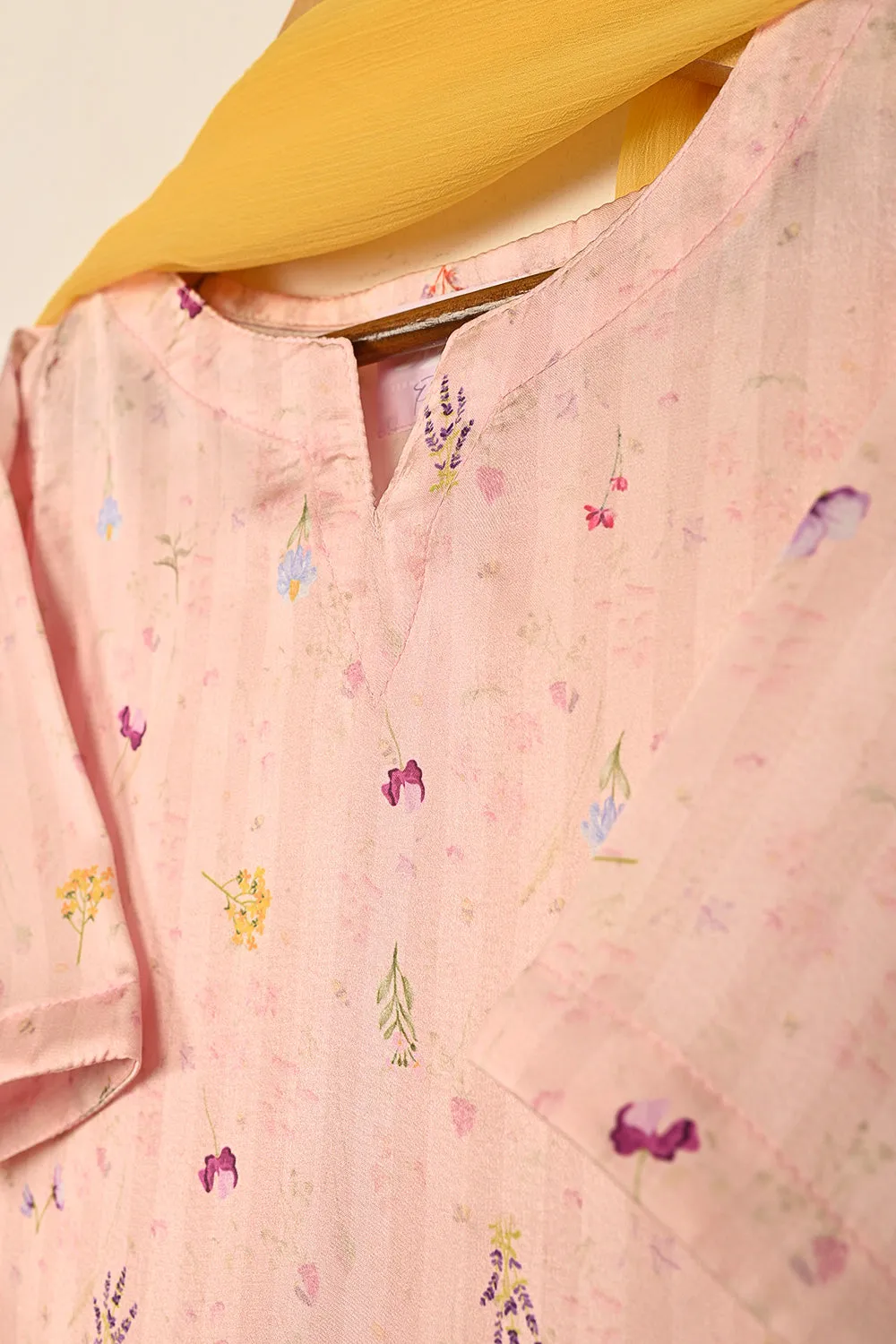 TKF-245-Pink - Kids 3Pc Ready to Wear Digital Silk Formal Dress